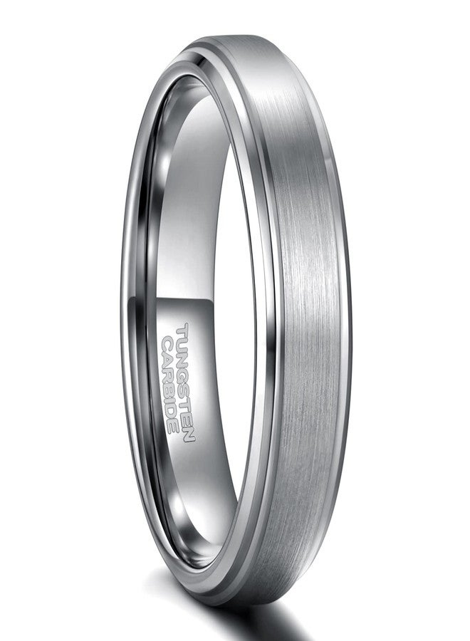 Greenpod 6mm Tungsten Wedding Bands for Men Women Silver Stepped Edge Matte Brushed Center Promise Ring for Him Size 10.5 - Image 1